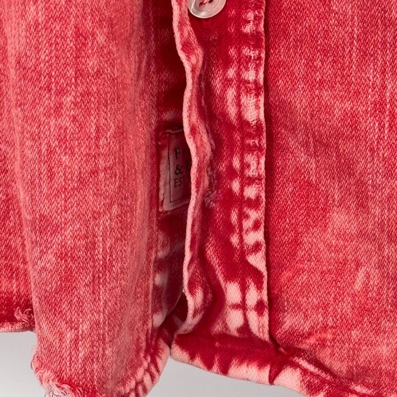 Frank & Eileen orange distressed denim shirt Long Sleeve Size Large womens - Picture 6 of 13